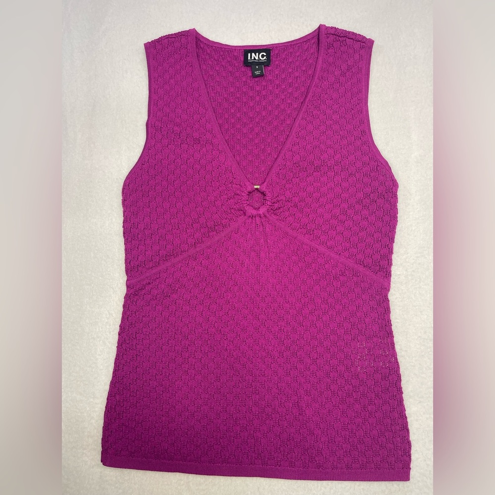 I.N.C. International Concepts Pink Sleeveless Knit Top V-Neck Size Small